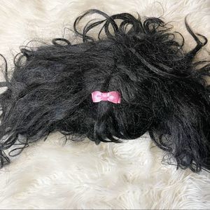 Black Wig Theater Dress Up Halloween Pink Bow